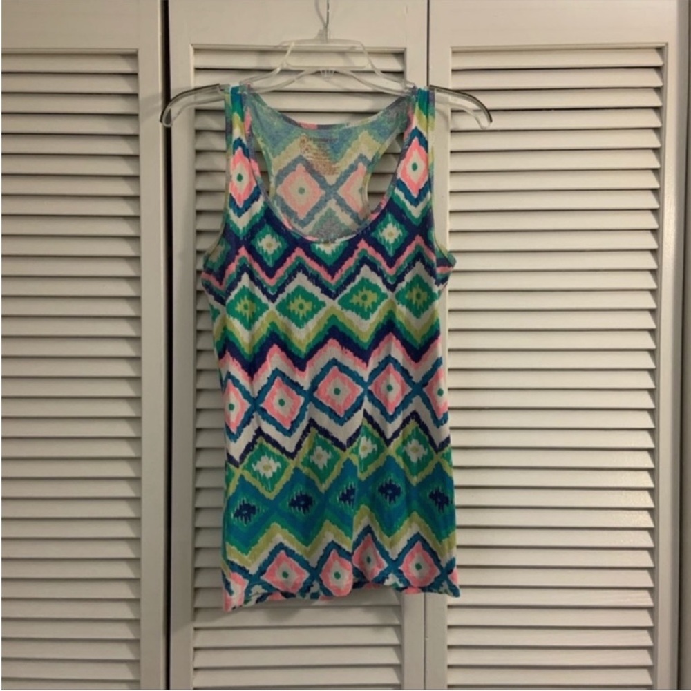 EUC XL Aztec bright neon colorful racerback tank top
